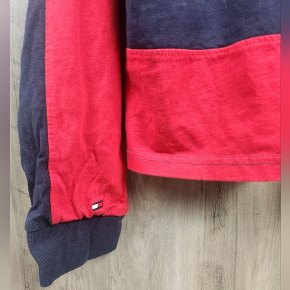 Tommy Hilfiger Striped Collared Colorblock Cropped Long Sleeve Polo LG Women's - Picture 7 of 7